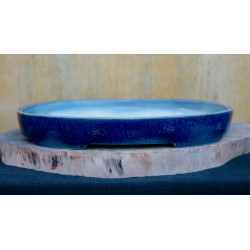 Pot ovale émaillé bleu (grand)